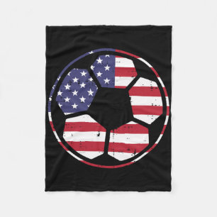 Us Flag Soccer Ll Vintage Footll 4th Of July Patri Fleece Blanket