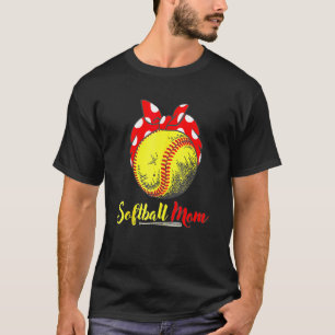 Us Flag Softball Player Mum For Mother's Day T-Shirt