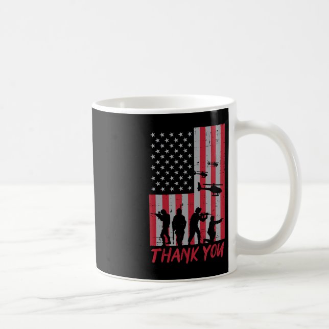 US Flag Soldiers Helicopter Thank You Memorial Day Coffee Mug (Right)
