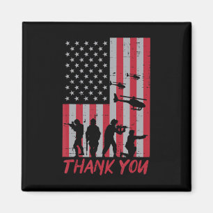 US Flag Soldiers Helicopter Thank You Memorial Day Magnet
