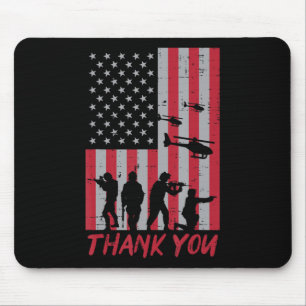US Flag Soldiers Helicopter Thank You Memorial Day Mouse Pad