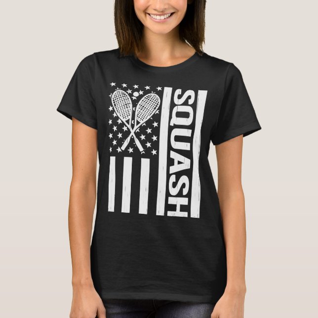 US Flag squash rackets for squash player for men T-Shirt (Front)