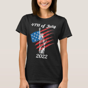 Us Flag Statue Of Liberty Patriotic 2022 4th Of Ju T-Shirt