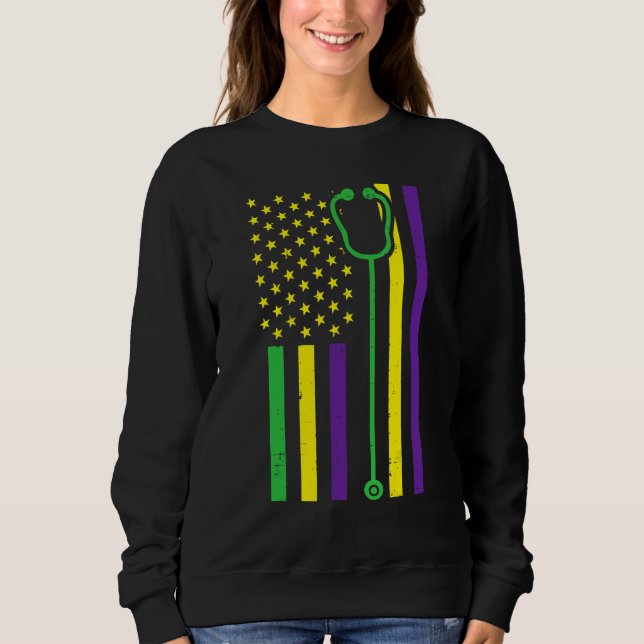 US Flag Stethoscope Patriotic Doctor Nurse Nusing  Sweatshirt (Front)