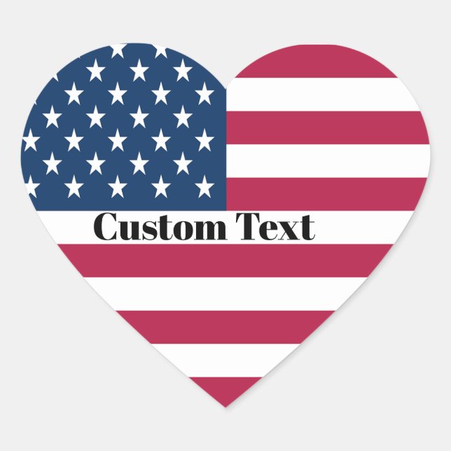 US Flag Stickers - Custom Name Heart Shaped Labels (Front)