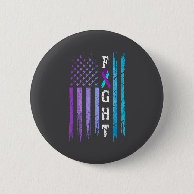 Us Flag Suicide Prevention Awareness Fight Wear Pu 6 Cm Round Badge (Front)