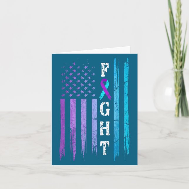 Us Flag Suicide Prevention Awareness Fight Wear Pu Card (Front)
