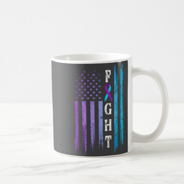 Us Flag Suicide Prevention Awareness Fight Wear Pu Coffee Mug (Right)
