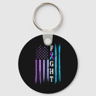 Us Flag Suicide Prevention Awareness Fight Wear Pu Key Ring