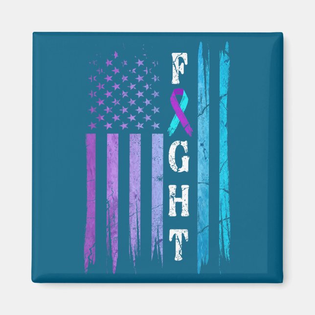 Us Flag Suicide Prevention Awareness Fight Wear Pu Magnet (Front)