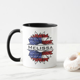 US Flag Sunflower With Name Mug