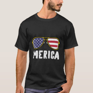 US Flag Sunglass Merica Memorial Day Patriot Men W T-Shirt