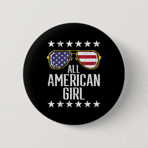 US Flag Sunglasses American All Girl Memorial Day 6 Cm Round Badge