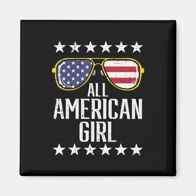 US Flag Sunglasses American All Girl Memorial Day  Magnet (Front)