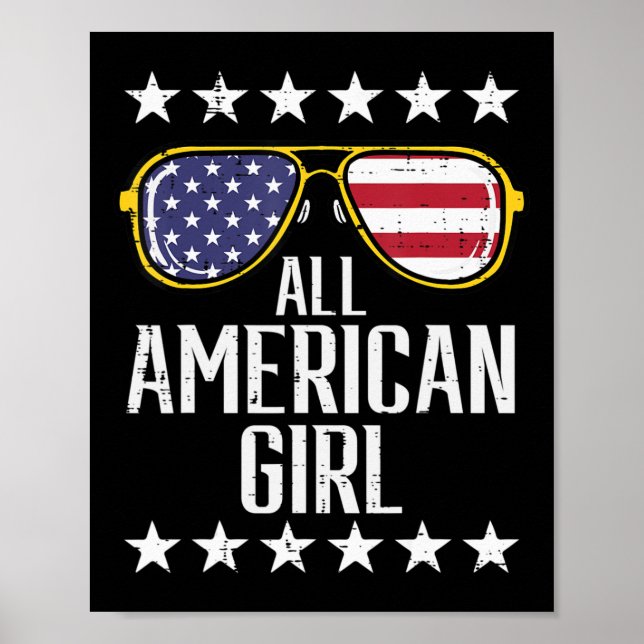 US Flag Sunglasses American All Girl Memorial Day  Poster (Front)