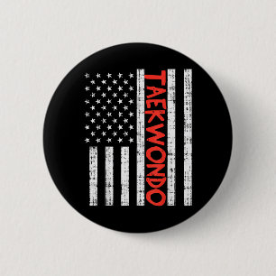 Us Flag Taekwondo Vintage Patriotic Martial Arts 6 Cm Round Badge