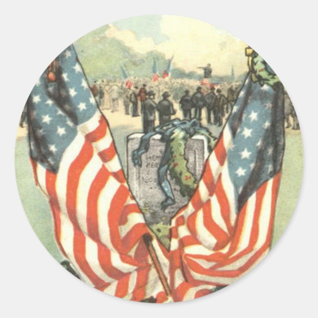 US Flag Tombstone Civil War Parade Classic Round Sticker (Front)