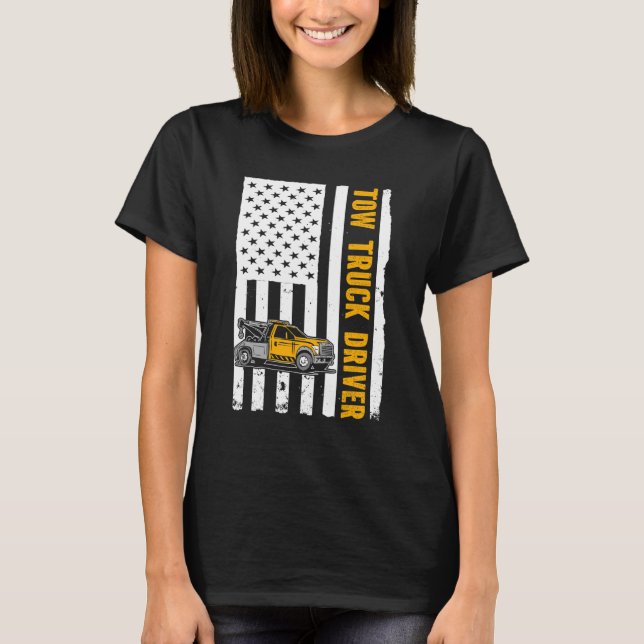 US Flag Tow Truck Driver T-Shirt (Front)