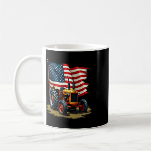 Us Flag Tractor Farmer Farming Coffee Mug