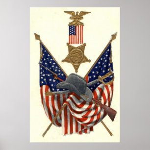 US Flag Union Civil War Medal Eagle Poster