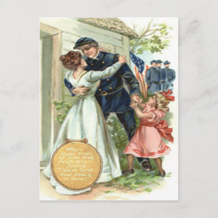 US Flag Union Civil War Soldier Home Postcard