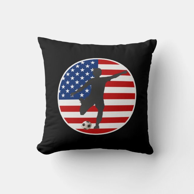 US Flag USA Women's Soccer Pillow (Front)