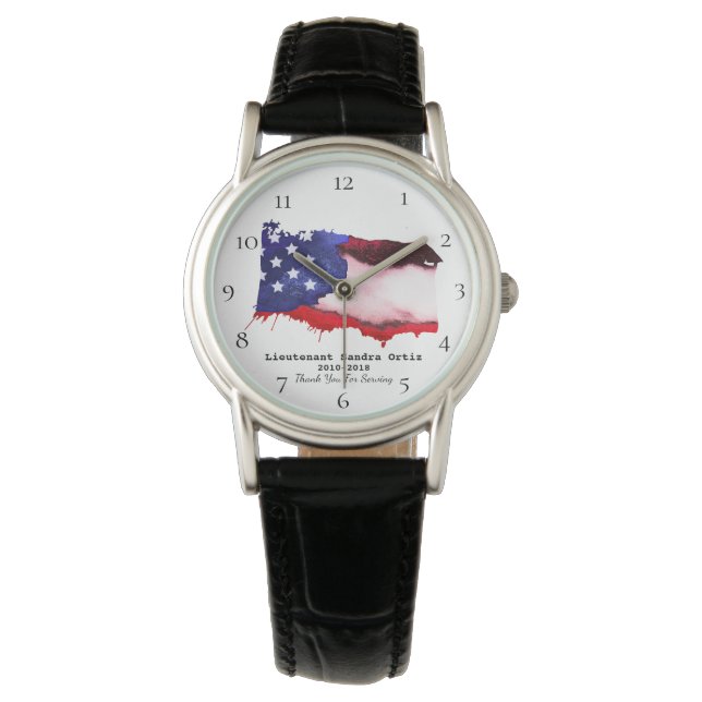 *~* US Flag Veteran Military Red White Blue Lady's Watch (Front)