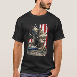 Us Flag Veteran Thank You Military Boot Memorial D T-Shirt