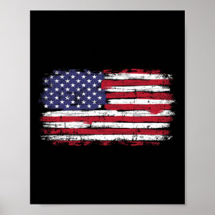 Us Flag Vintage For American Independence Day On 4 Poster