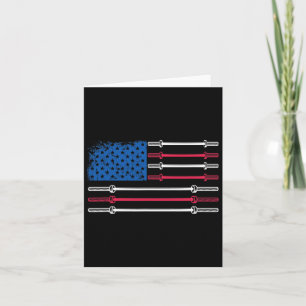 Us Flag Weightlifting Barbell Patriotic Love Fitne Card