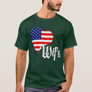 US Flag Wife Firefighter T-Shirt