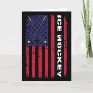 Us Flag Winter Sport Hockey Player American Pride Card