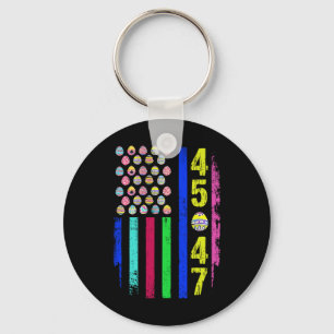 Us Flag With Eggs Funny Trump 45 47 Easter Day 1  Key Ring