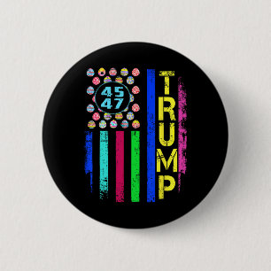 Us Flag With Eggs Funny Trump 45 47 Easter Day 6 Cm Round Badge