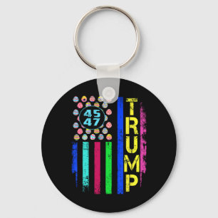 Us Flag With Eggs Funny Trump 45 47 Easter Day  Key Ring