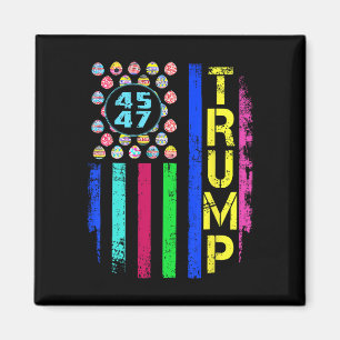 Us Flag With Eggs Funny Trump 45 47 Easter Day Magnet