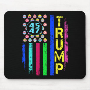 Us Flag With Eggs Funny Trump 45 47 Easter Day Mouse Pad