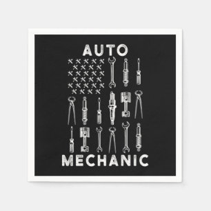 US Flag Wrench Workshop Screwdriver Mechanic Gift Napkin
