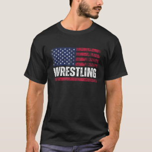 US Flag Wrestling American Flag Wrestling Wrestle  T-Shirt