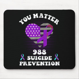 Us Flag You 988 Suicide Prevention Awareness Ribbo Mouse Pad