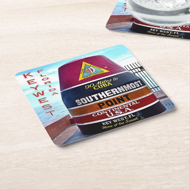 US Florida - Key West - Southernmost point buoy - Square Paper Coaster (Angled)