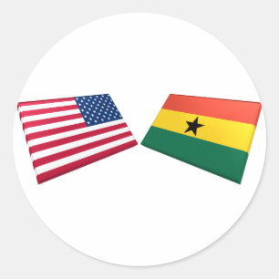US & Ghana Flags Classic Round Sticker