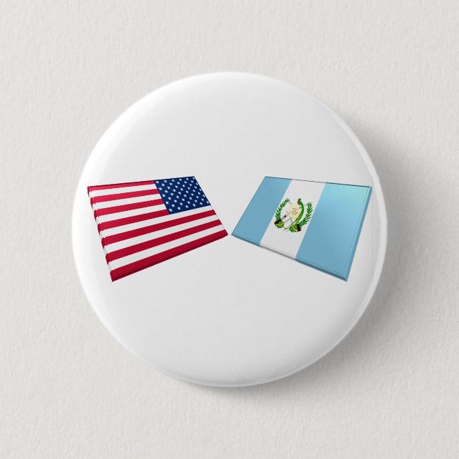 US & Guatemala Flags 6 Cm Round Badge (Front)