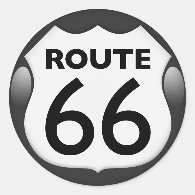 US Historic Route 66 Classic Round Sticker (Front)