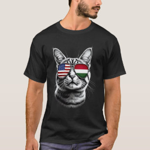 US Hungarian Cat Sunglasses Design Hungary USA Fla T-Shirt