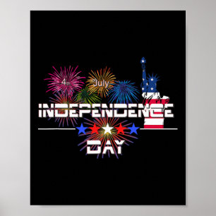 Us Independence Day 4th July Firework Statue Of Li Poster