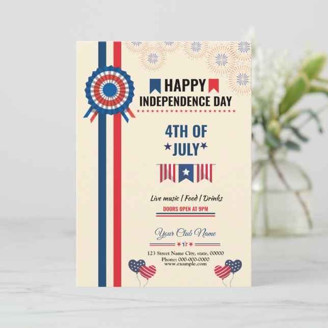 Us Independence Day Invitation  Flyer (Standing Front)