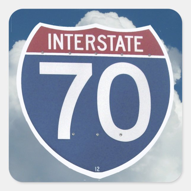 US Interstate 70 Shield, Highway Sign Square Sticker (Front)