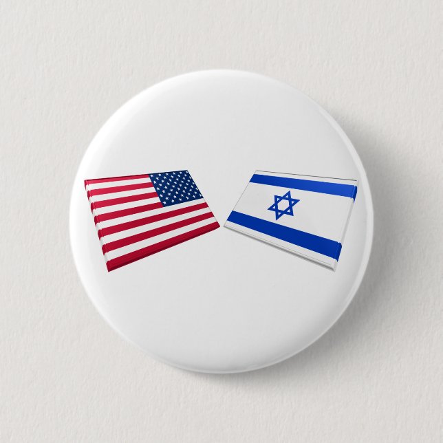 US & Israel Flags 6 Cm Round Badge (Front)