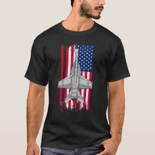 Us Jet Aviation Fighter Plane American Flag Airpla T-Shirt